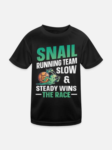 Snail Running Team Funny Snail Runner - Kids Functional T-Shirt - black - Front