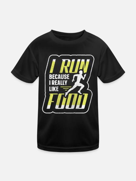 Je cours parce que j’aime beaucoup food Funny Runner - T-shirt sport Enfant - noir - Devant