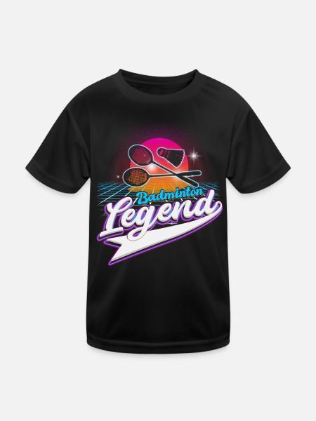 Cool Retro Crossing Rackets Badminton Legend - Kinder Funktions-T-Shirt - Schwarz - Vorne