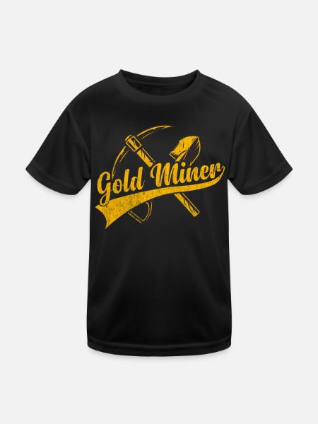 Goldene Plakette Mit Crossing Picke Gold Digger - Kinder Funktions-T-Shirt - Schwarz - Vorne