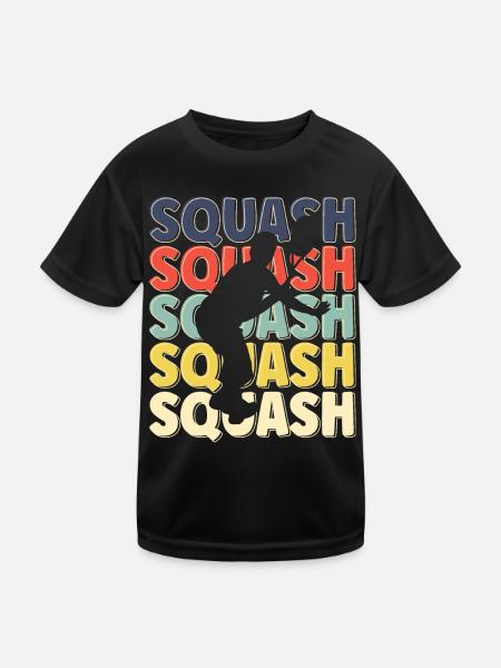 Cool Retro Text Silhouette Squash - T-shirt sport Enfant - noir - Devant