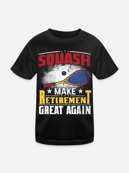 Squash Make Retirement Great Again Rentner Squash - Kinder Funktions-T-Shirt - Schwarz - Vorne