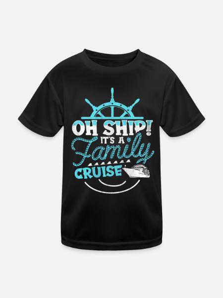 Oh Ship! It's A Family Trip | Family Cruise - Kids Functional T-Shirt - black - Front
