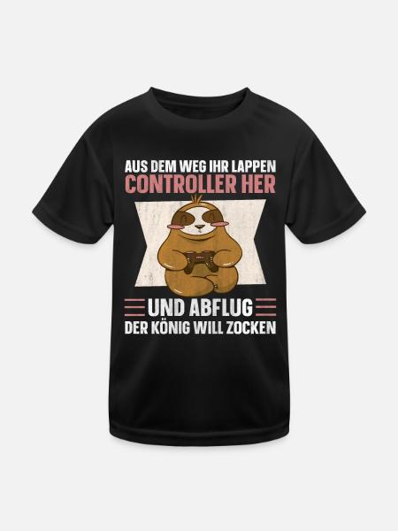 Aus Dem Weg Ihr Lappen der König Will Zocken Gamer - Kinder Funktions-T-Shirt - Schwarz - Vorne