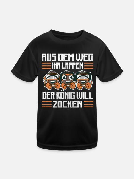 Aus Dem Weg Ihr Lappen der König Will Zocken Gamer - Kinder Funktions-T-Shirt - Schwarz - Vorne