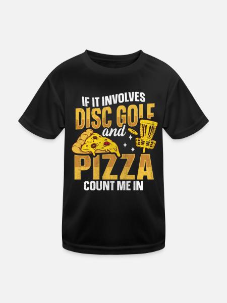 Disc Golf et Pizza - Comptez-moi en Frisbee - T-shirt sport Enfant - noir - Devant