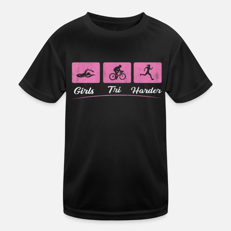 Filles Tri Funny Triathlon T-shirt sport Enfant