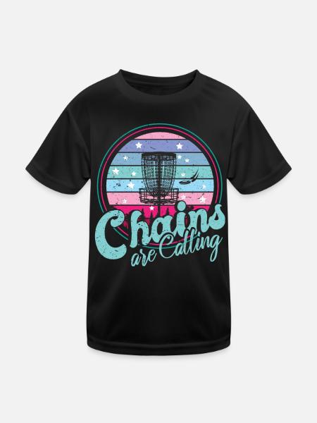 Les chaînes rétro Sunset appellent le disc golf - T-shirt sport Enfant - noir - Devant