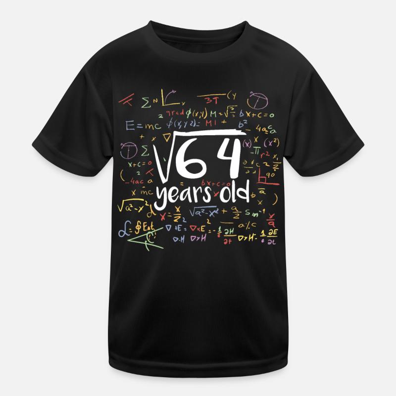Square root of 64 math nerd 8th birthday - Kids Functional T-Shirt - black