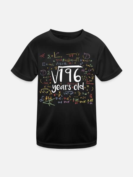 Square Root of 196 Math Nerd 13th Birthday - Kids Functional T-Shirt - black - Front