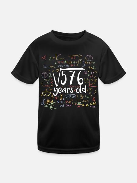 Quadratwurzel von 576 Mathe Nerd 24. Geburtstag - Kinder Funktions-T-Shirt - Schwarz - Vorne