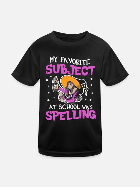My Favorite Subject What Spelling Halloween Witch - Kids Functional T-Shirt - black - Front