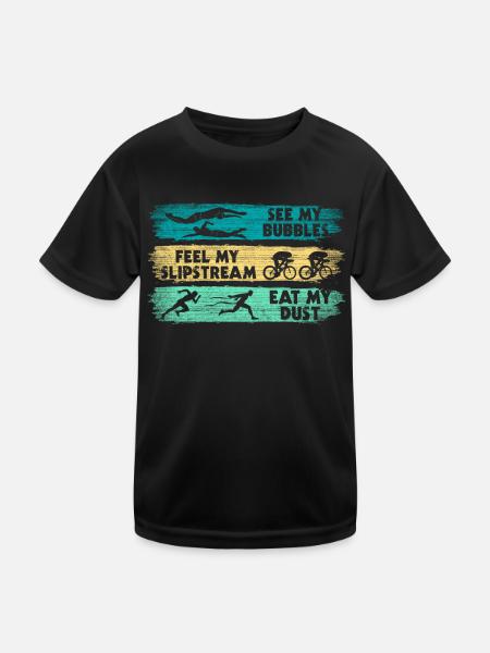 Drôle de dicton de triathlon - T-shirt sport Enfant - noir - Devant
