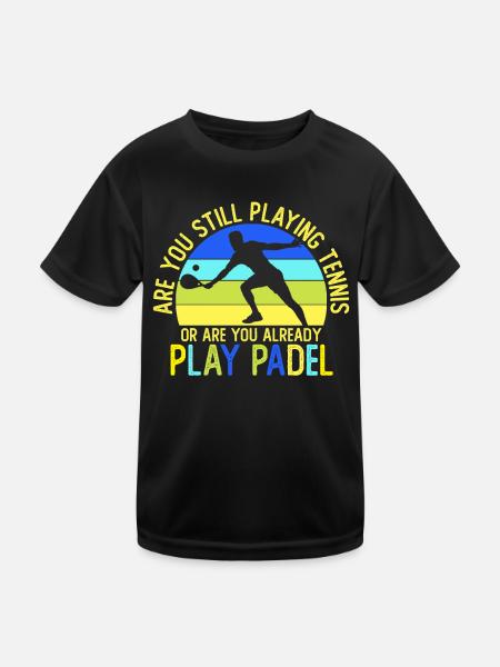 Padel Spielen Arbeit Später Padel Tennis Geschenk - Kinder Funktions-T-Shirt - Schwarz - Vorne