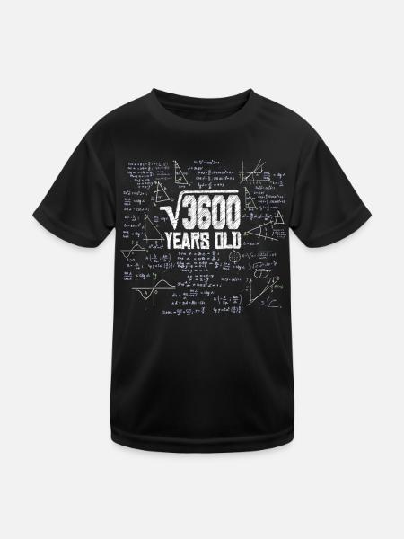 Quadratwurzel von 3600 Mathe Nerd 60. Geburtstag - Kinder Funktions-T-Shirt - Schwarz - Vorne