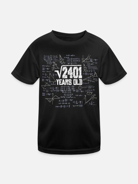 Square Root of 2401 Math Nerd 49th Birthday - Kids Functional T-Shirt - black - Front