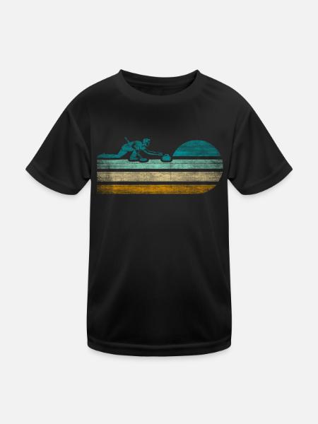 Cool Retro Curling Desigsn avec Silhouette Curler - T-shirt sport Enfant - noir - Devant