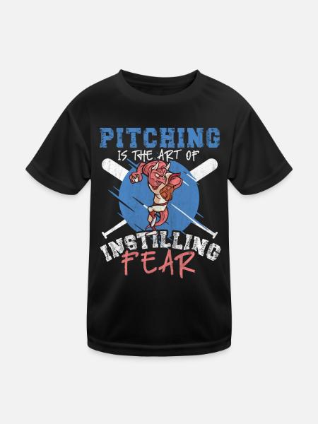 Pitching Is The Art of Instilling Fear Baseball - Kinder Funktions-T-Shirt - Schwarz - Vorne