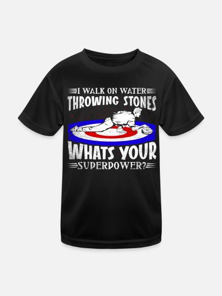 I Walk On Water Sliding Stones Curling - Kinder Funktions-T-Shirt - Schwarz - Vorne