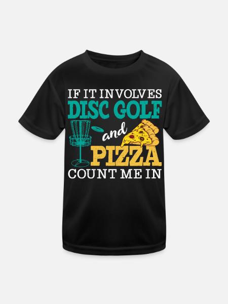 Disc Golf et Pizza - Comptez-moi en Frisbee - T-shirt sport Enfant - noir - Devant