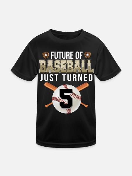 Future of Baseball Just Turned 5 | 5th birthday - Kids Functional T-Shirt - black - Front
