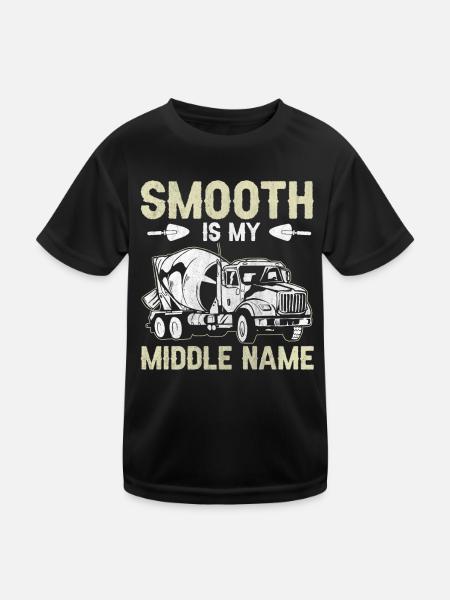 Smooth Is My Middle Name Betonbauer - Kinder Funktions-T-Shirt - Schwarz - Vorne