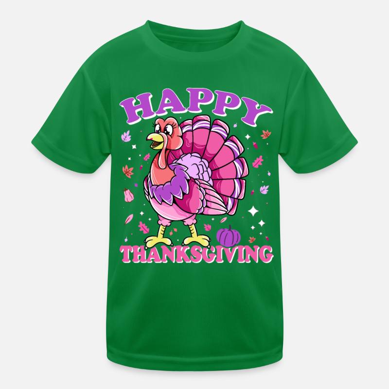 Dinde femelle Joyeux Thanksgiving T-shirt sport Enfant