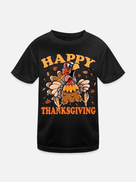 Thanksgiving Funny Turkey Happy Turkey Day - Kinder Funktions-T-Shirt - Schwarz - Vorne
