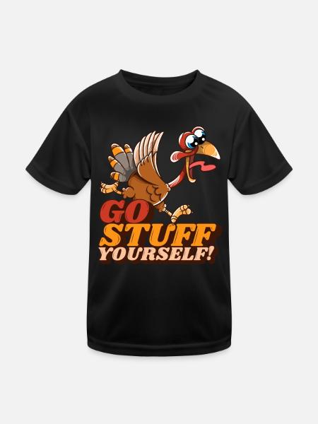 Stuff Yourself Running Turkey Funny Thanksgiving - T-shirt sport Enfant - noir - Devant