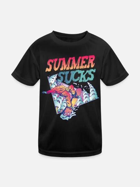 Summer Sucks Snowboarding - Kinder Funktions-T-Shirt - Schwarz - Vorne