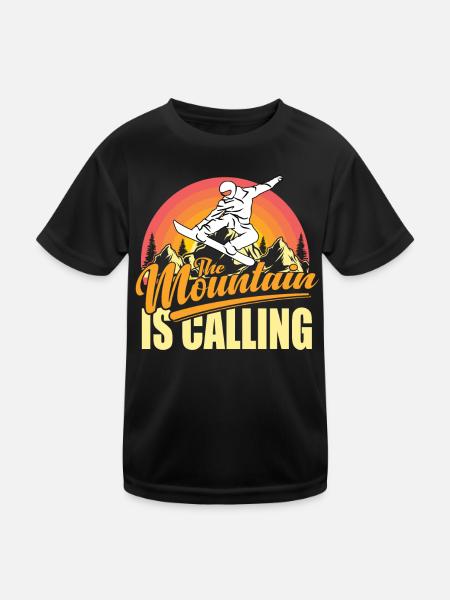 The Mountain Is Calling Snowboarding - Kids Functional T-Shirt - black - Front