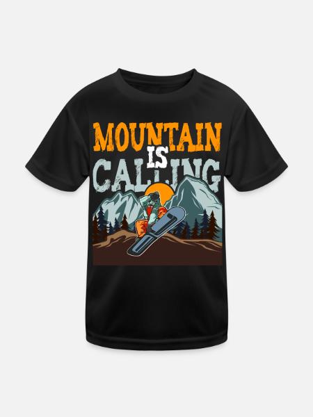 The Mountain Is Calling Snowboarding - Kids Functional T-Shirt - black - Front