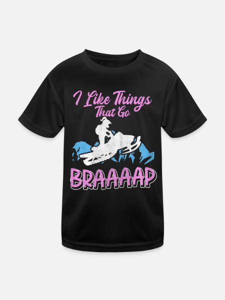 I Like Things That Go Braaaap Snowmobiles - Kids Functional T-Shirt - black - Front