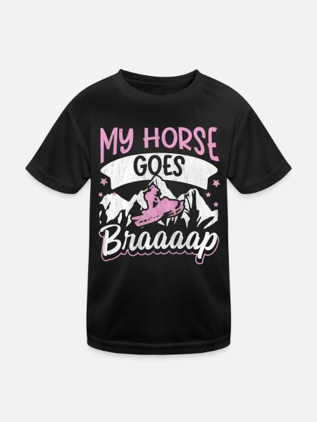 Mon cheval passe aux motoneiges Braaaap - T-shirt sport Enfant - noir - Devant