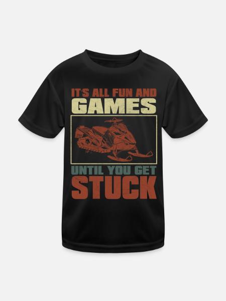 Tout le plaisir et les jeux jusqu’à ce que vous soyez coincé Motoneiges - T-shirt sport Enfant - noir - Devant