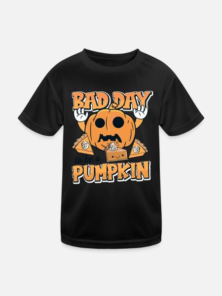 Its A Bad Day To Be A Pumpkin - Kinder Funktions-T-Shirt - Schwarz - Vorne