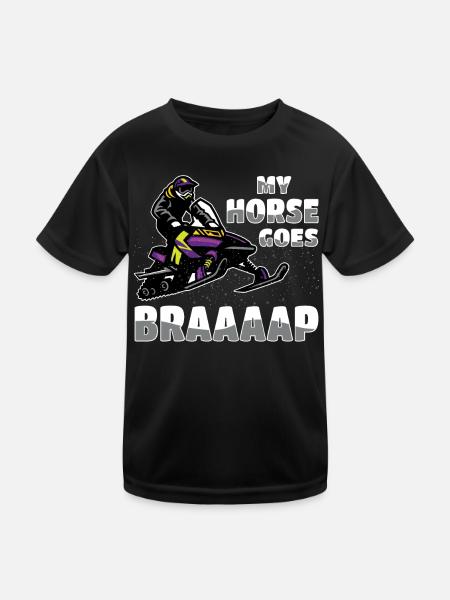 Mon cheval fait de la motoneige Braaaap - T-shirt sport Enfant - noir - Devant