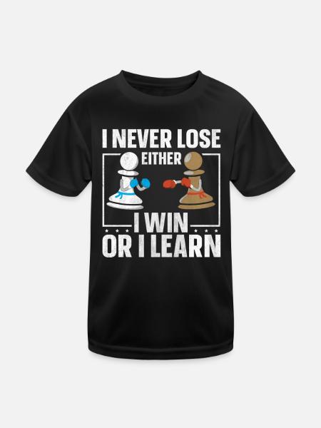 I Never Lose Either I Win Or I Learn Schach - Kinder Funktions-T-Shirt - Schwarz - Vorne
