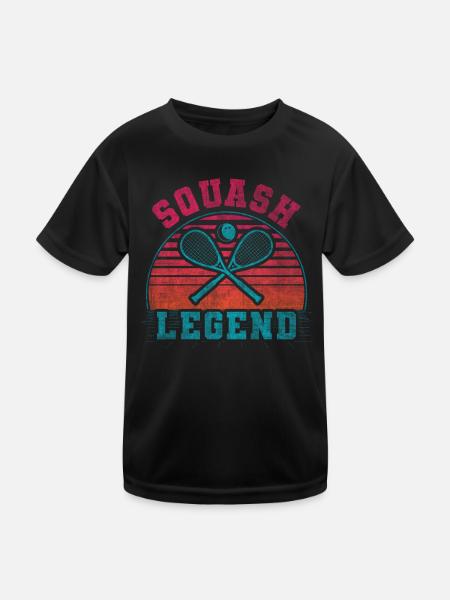 Cool Retro Crossing Rackets Squash Legend - Kids Functional T-Shirt - black - Front
