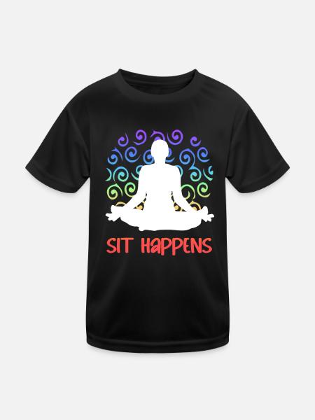 Sit Happens Funny Yoga - T-shirt sport Enfant - noir - Devant