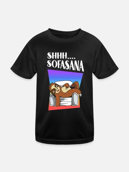 Shhh... Savasana Sloth Yoga - Kinder Funktions-T-Shirt - Schwarz - Vorne