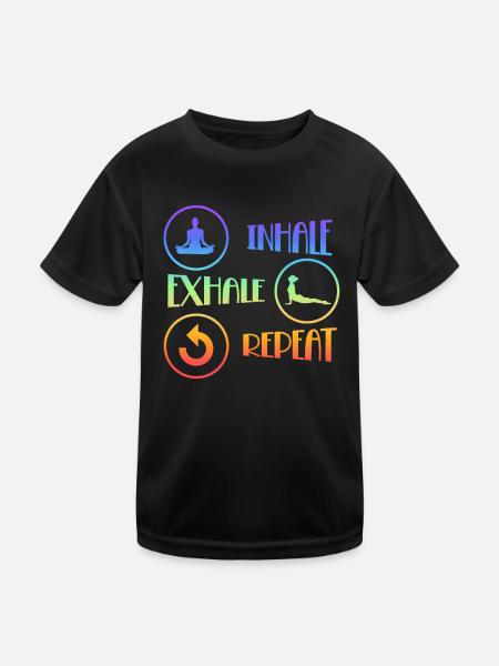 Inhale Exhale Repeat Yoga - Kinder Funktions-T-Shirt - Schwarz - Vorne
