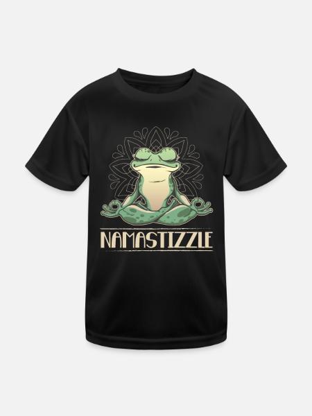 Namastizzle Funny Meditating Frog Yoga - Kinder Funktions-T-Shirt - Schwarz - Vorne