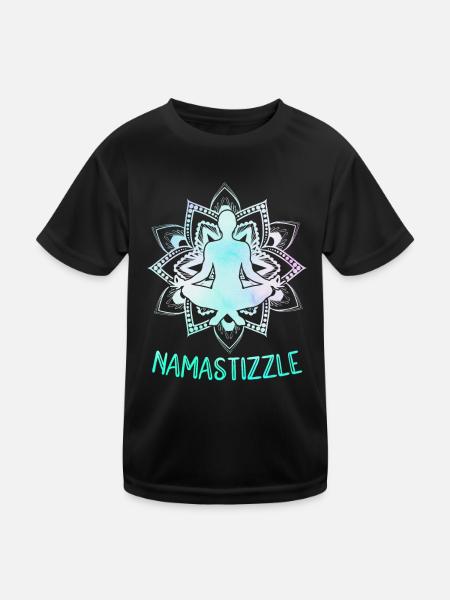 Namastizzle Meditating Mandala Yoga - Kinder Funktions-T-Shirt - Schwarz - Vorne