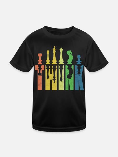 Think Funny Chess Player - Kinder Funktions-T-Shirt - Schwarz - Vorne