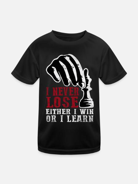 I Never Lose Either I Win Or I Learn Chess Player - Kinder Funktions-T-Shirt - Schwarz - Vorne