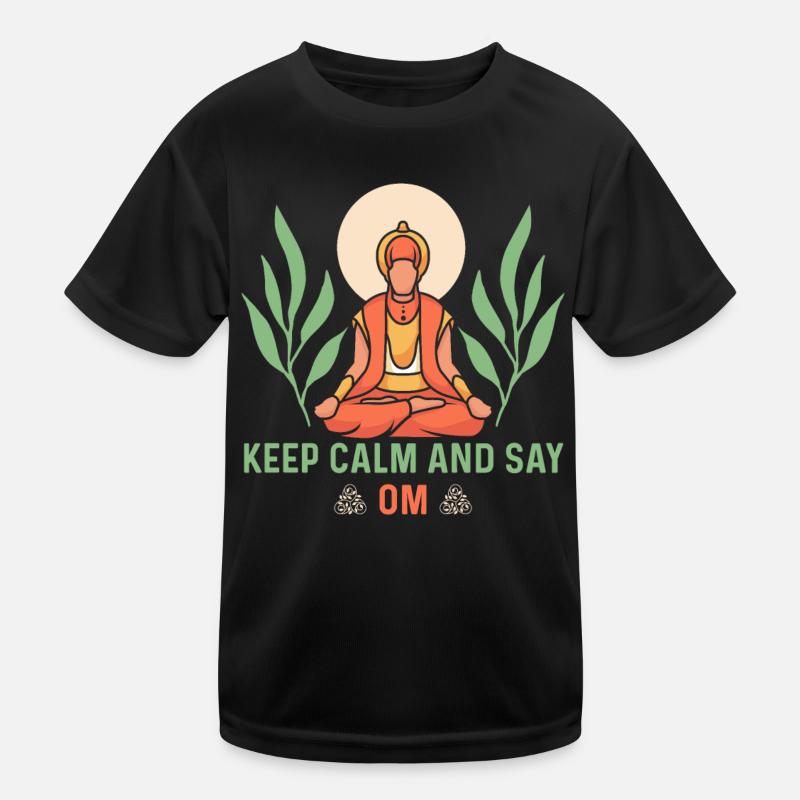 Keep Calm and Say OM Yoga Kinder Funktions-T-Shirt