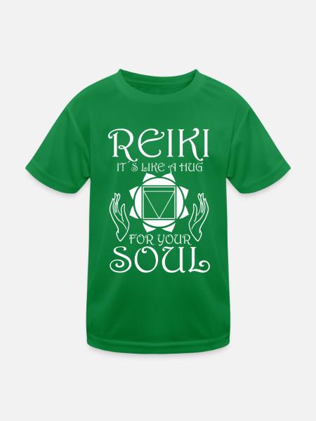 Energy Chakra Holistic Healing Hands Reiki - Kids Functional T-Shirt - kelly green - Front
