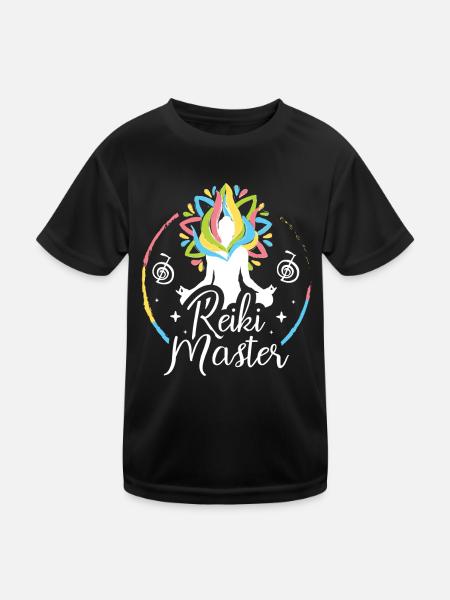 Chakra Holistic Healing Hands Buddha Reiki Master - Kids Functional T-Shirt - black - Front