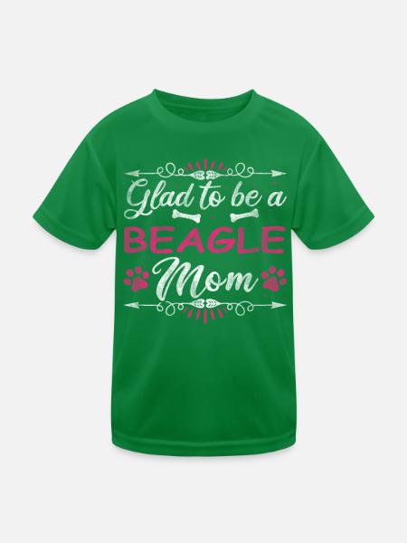 Dog Mom Glad To Be A Beagle Mom - Kids Functional T-Shirt - kelly green - Front